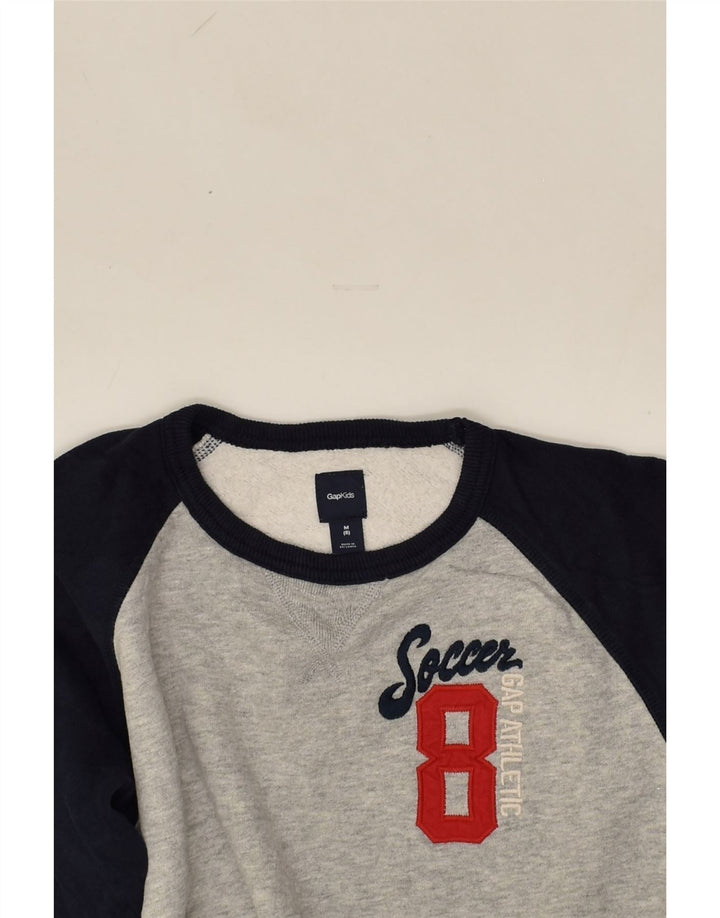 GAP Girls Sweatshirt Jumper 7-8 Years Medium Grey Colourblock Cotton | Vintage Gap | Thrift | Second-Hand Gap | Used Clothing | Messina Hembry 