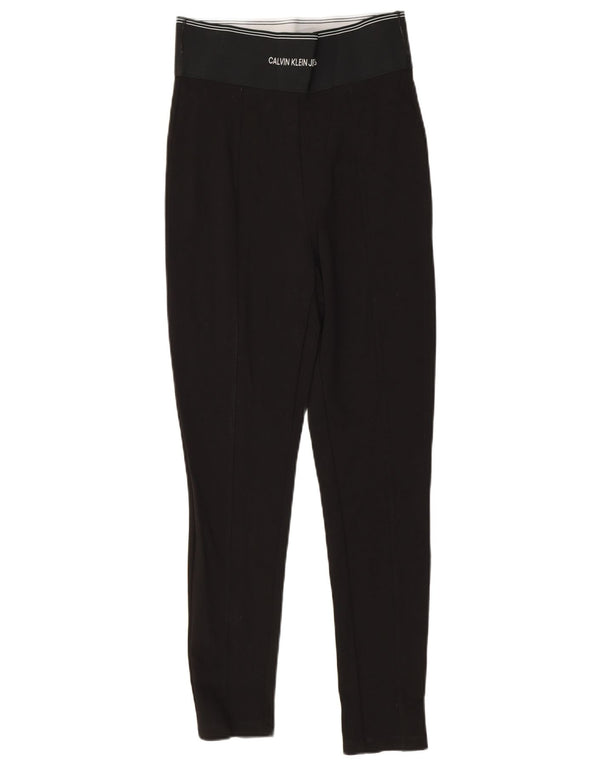 Calvin Klein Damen Graphic Leggings UK 8 Small Schwarze Viskose