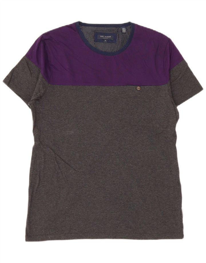 Ted Baker Mens T-Shirt Top Size 3 Medium Grey Colourblock Cotton