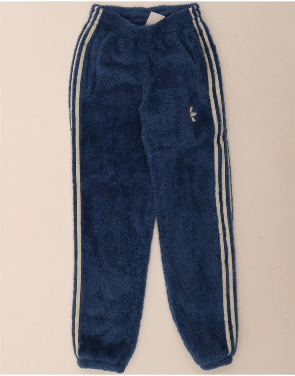 Pantaloni da tuta da donna in pile Adidas Joggers UK 4 XS poliestere blu
