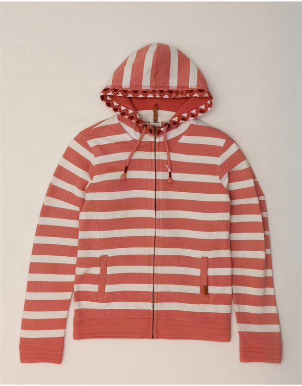 Fat Face Damen-Kapuzenpullover mit Reißverschluss, Gr. 10, Größe S, rosa, gestreift, Baumwolle