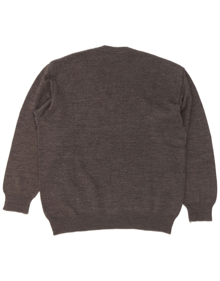 Rinaldi Pull Col V Homme Gris Moyen Laine Géométrique