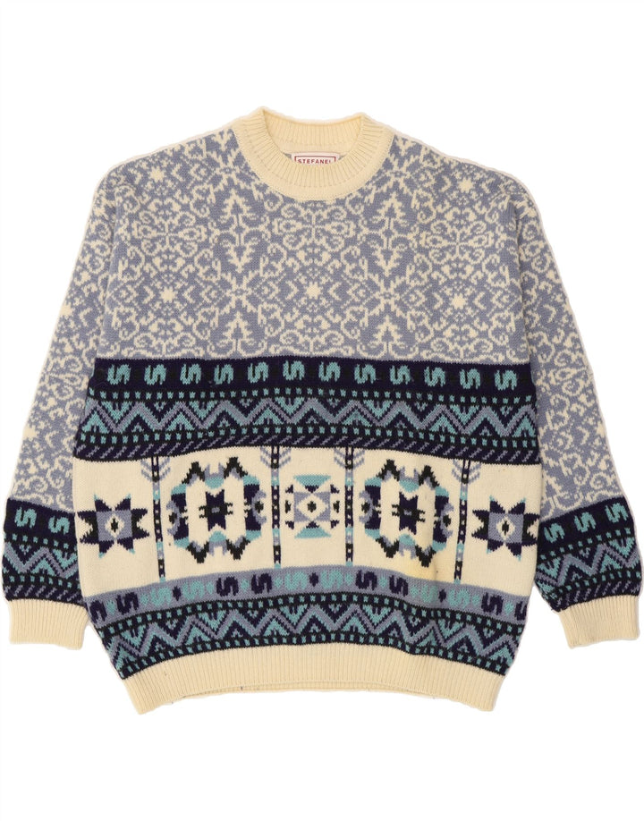 STEFANEL Mens Turtle Neck Jumper Sweater Large Beige Fair Isle Vintage Stefanel and Second-Hand Stefanel from Messina Hembry 