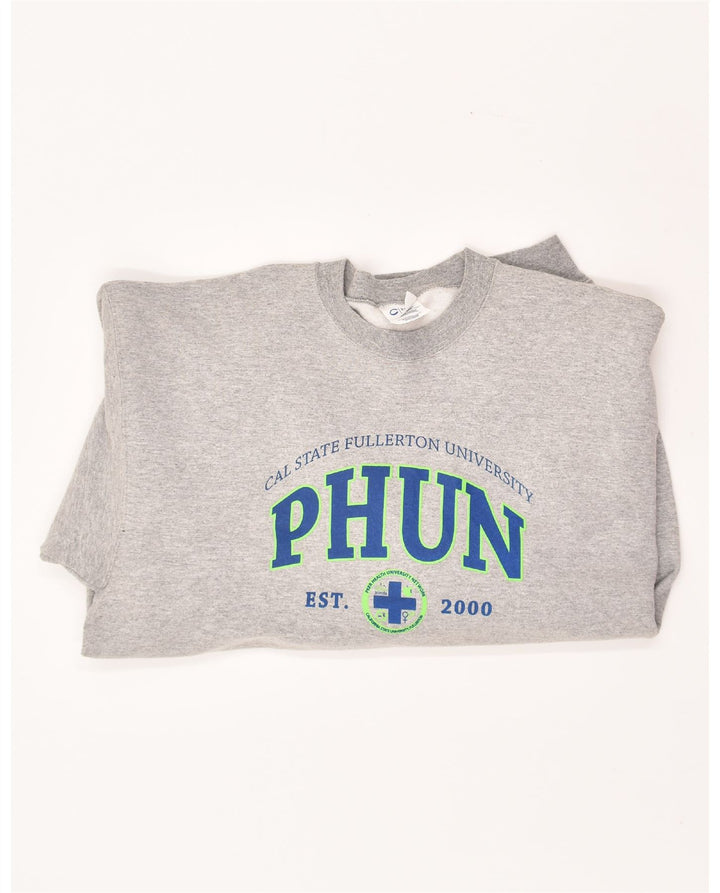 VINTAGE Mens Graphic Sweatshirt Jumper Large Grey Cotton Vintage Vintage and Second-Hand Vintage from Messina Hembry 