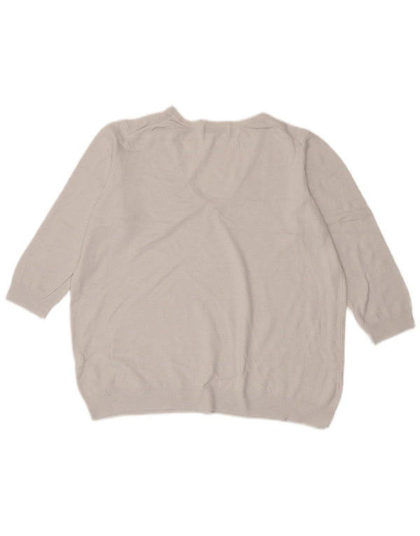 Marks & Spencer Suéter tipo jersey con cuello en V y manga 3/4 para mujer UK 40 Medium White