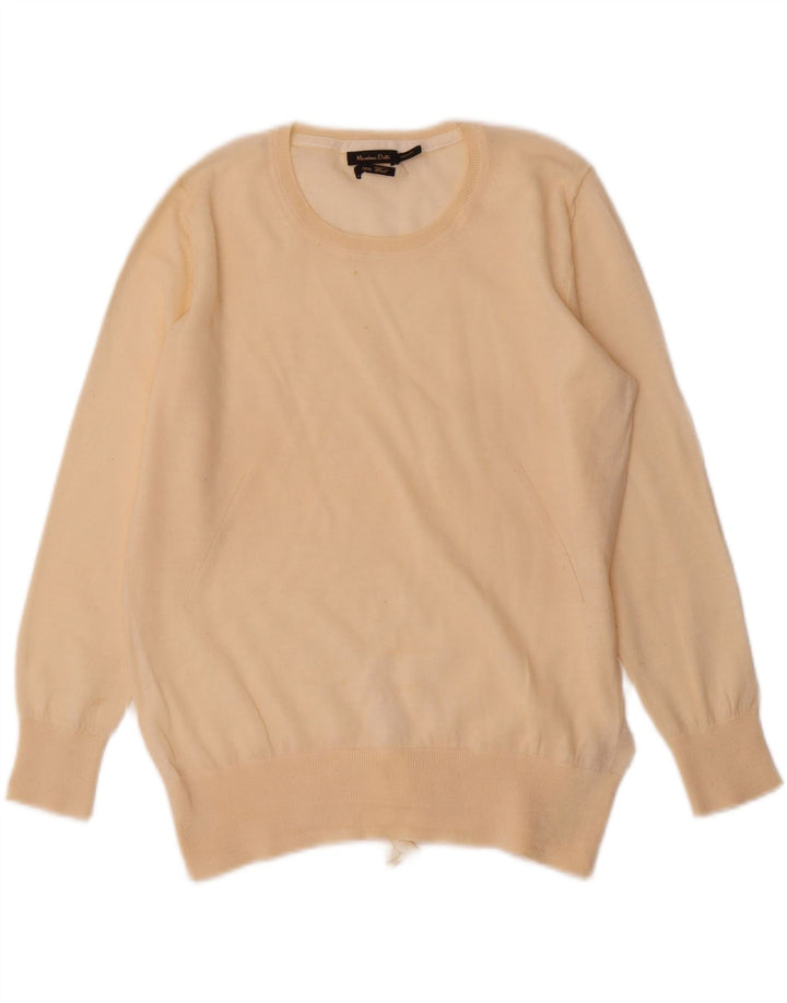Massimo Dutti Dame Jumper Sweater UK 12 Medium Beige Uld