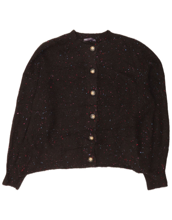 Marks & Spencer Pull Cardigan Femme UK 18 XL Acrylique Moucheté Noir