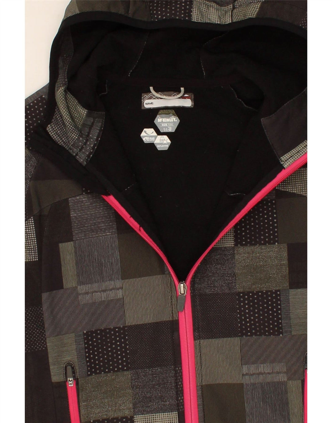 MCKINLEY Girls Zip Hoodie Sweater 13-14 Years Multicoloured Patchwork Vintage McKinley and Second-Hand McKinley from Messina Hembry 