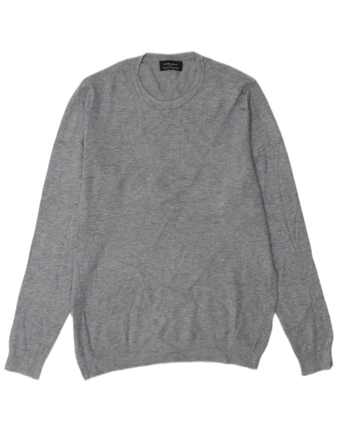 ZARA Mens Crew Neck Jumper Sweater Large Grey Viscose