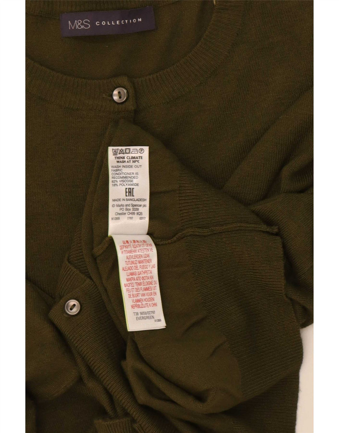 Marks & Spencer Damen-Cardigan-Pullover UK 12 Medium Khaki Viskose