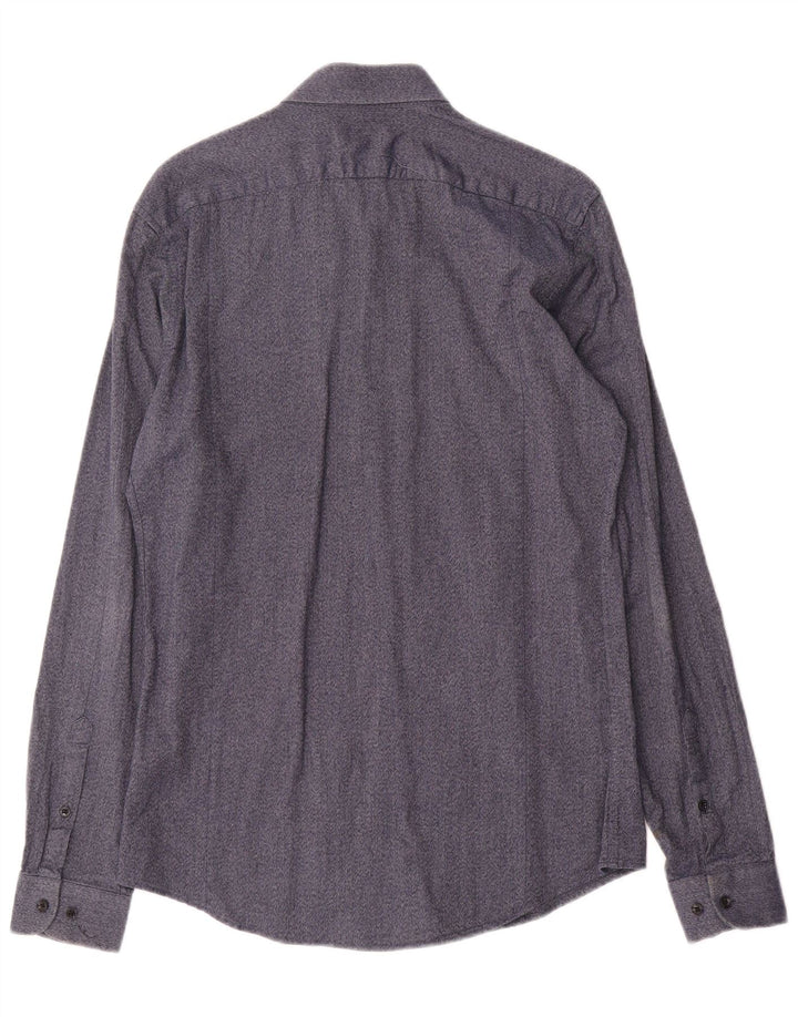 Reiss Mens Slim Fit Shirt Medium Navy Blue Cotton
