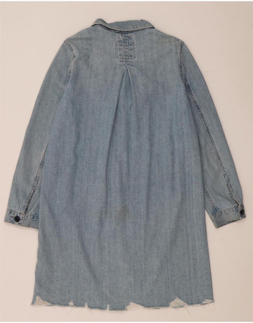 Levi's Manteau en denim surdimensionné vieilli pour femme UK 10 Petit coton bleu