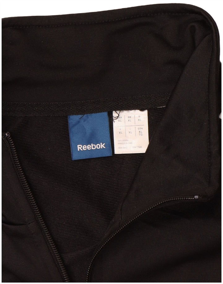 REEBOK Mens Tracksuit Top Jacket XL Black Colourblock Polyester
