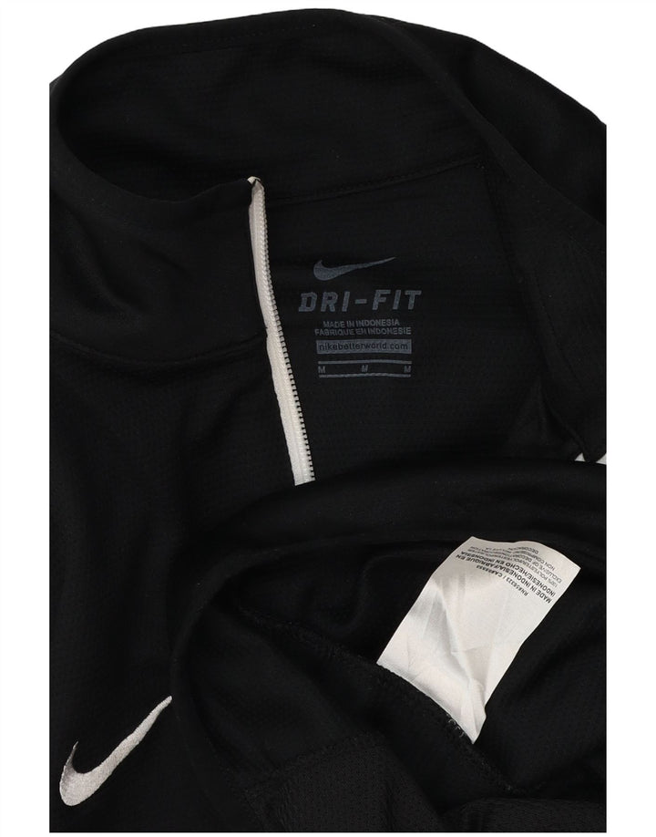 Nike Womens Graphic Tracksuit Top Jacket UK 14 Medium Black Polyester