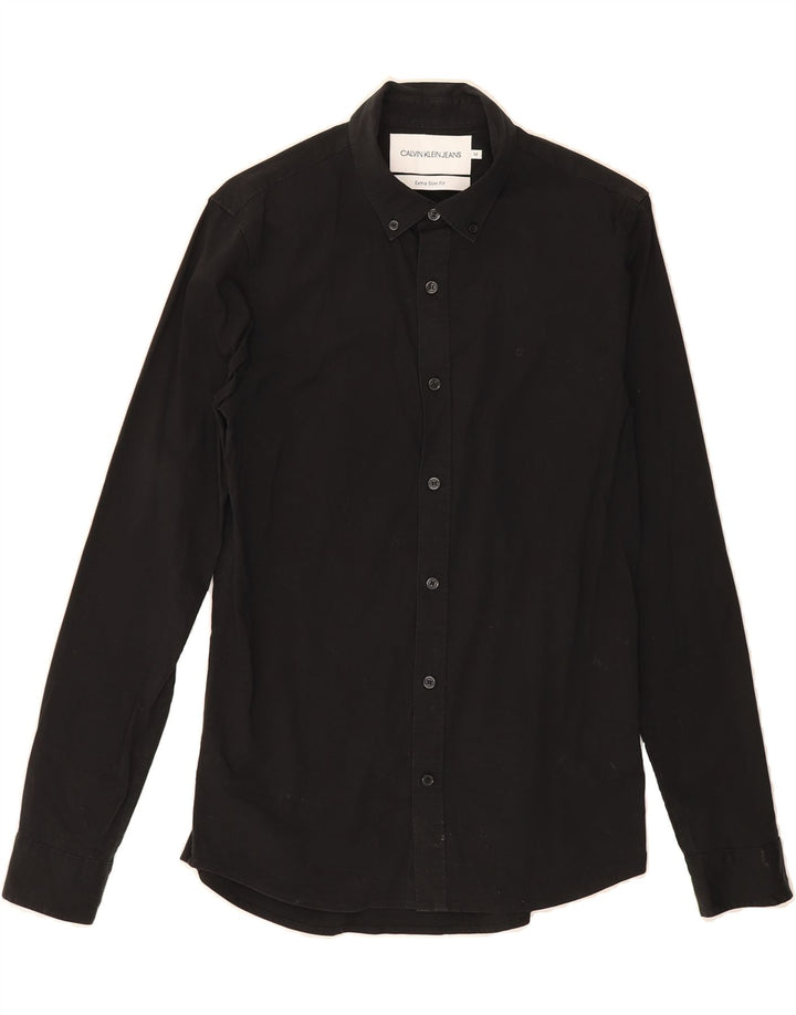 CALVIN KLEIN JEANS Mens Extra Slim Fit Shirt Medium Black Cotton Vintage Calvin Klein Jeans and Second-Hand Calvin Klein Jeans from Messina Hembry 