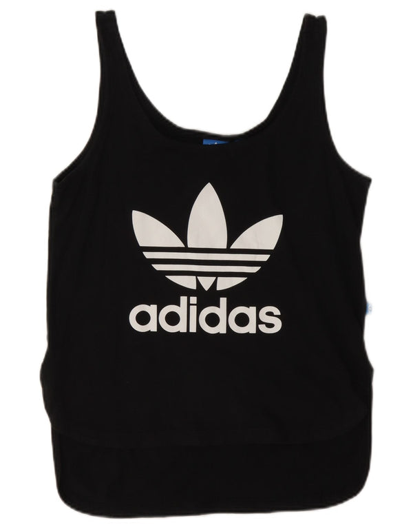Adidas Womens Graphic Vest Top UK 10 Small Black Cotton