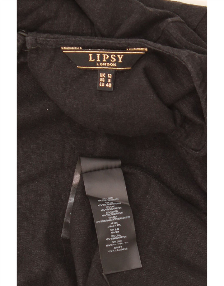 Lipsy Womens Shift Dress UK 12 Medium Black Linen