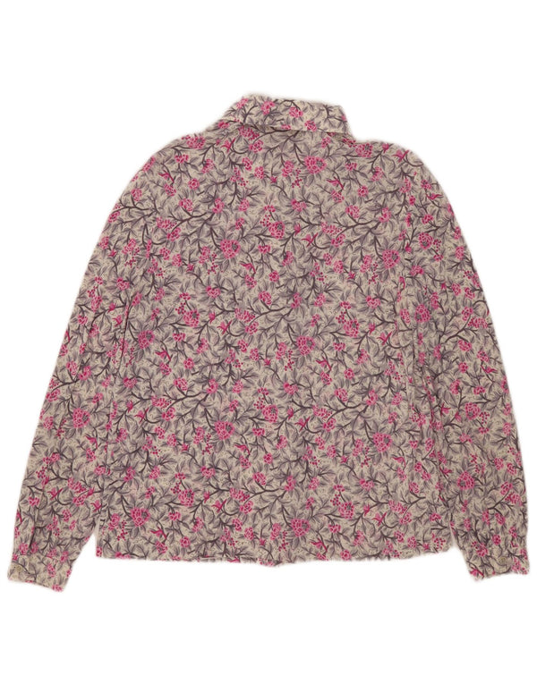 Vintage Womens Shirt Blouse UK 16 Large Grey Floral