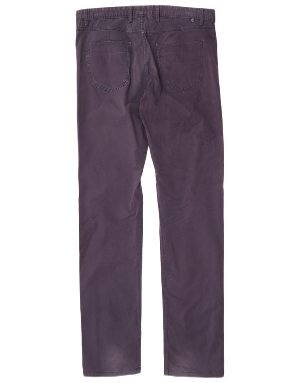 Massimo Dutti Mens Slim Casual Trousers EU 42 Large W32 L34 Navy Blue