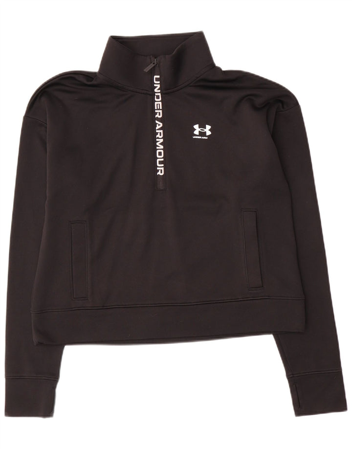 Under Armour Womens Graphic Crop Sweatshirt Jumper UK 10 Small Black