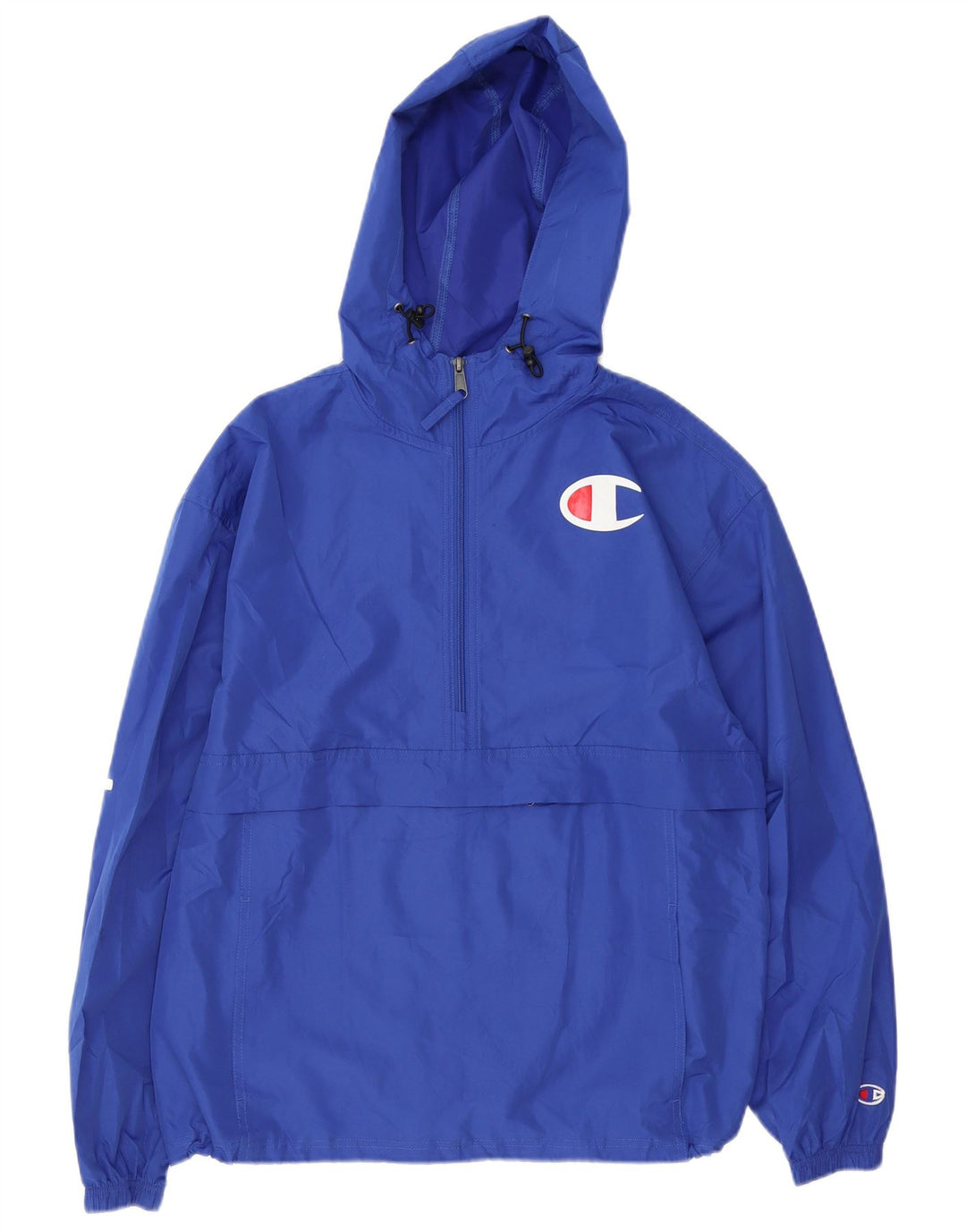 Champion Mens Graphic Hooded Rain Jacket UK 38 Medium Blue Polyester