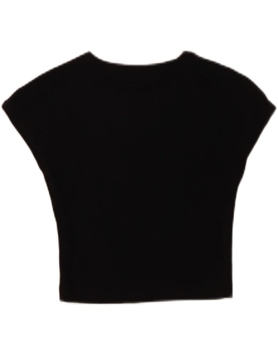 Zara Womens Crop T-Shirt Top UK 12 Medium Black Cotton