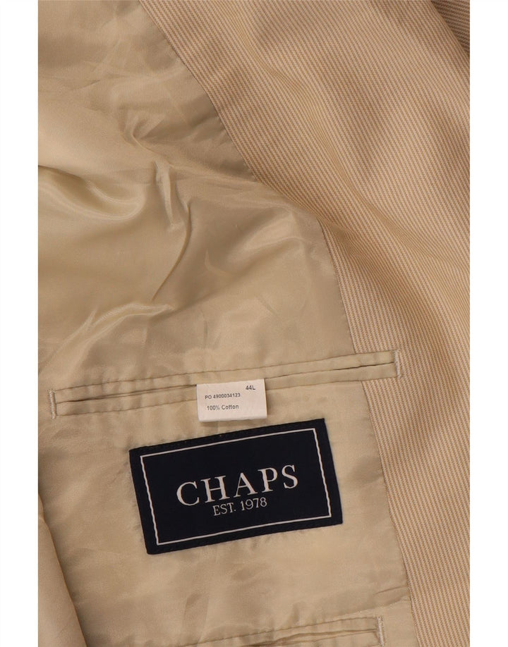 Chaps Mens 2 Button Blazer Jacket UK 44 2XL Beige Pinstripe Cotton