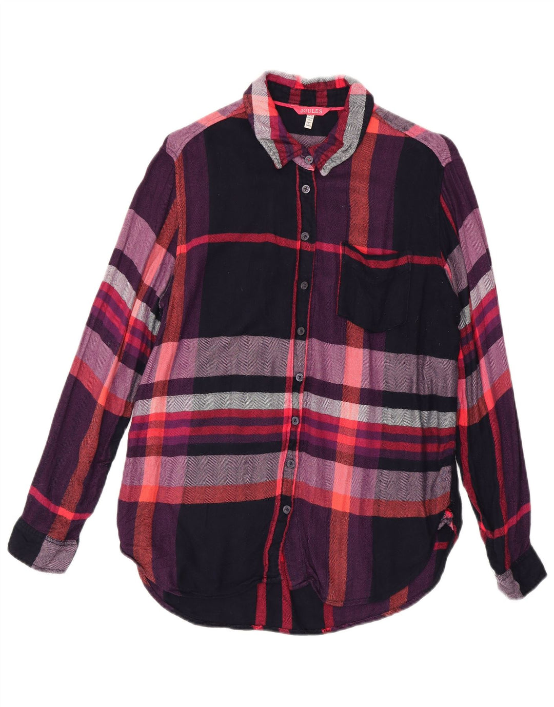 Joules Womens Flannel Shirt UK 12 Medium Black Check
