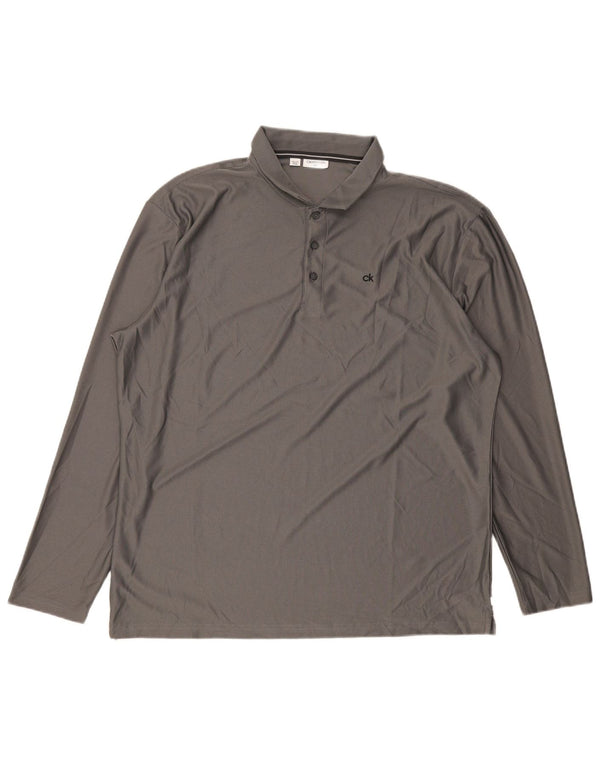 Calvin Klein Mens Golf Long Sleeve Regular Fit Polo Shirt 2XL Grey