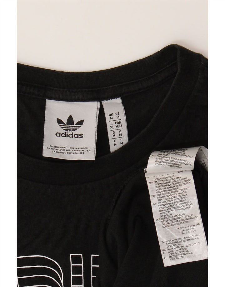 ADIDAS Mens Graphic T-Shirt Top Medium Black Cotton
