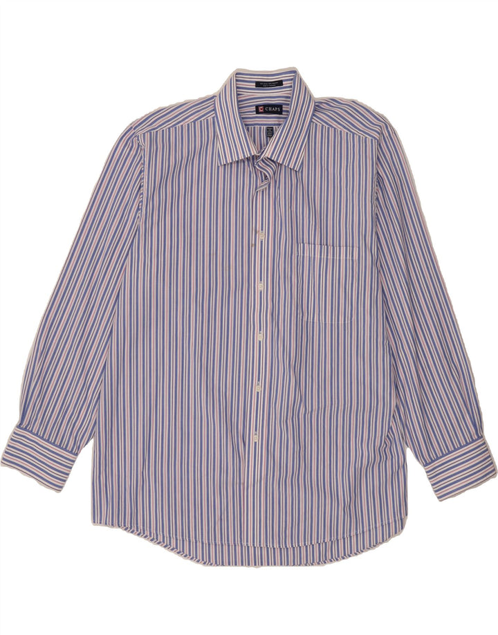 CHAPS Mens Shirt Size 17 1/2 XL Blue Striped Cotton Vintage Chaps and Second-Hand Chaps from Messina Hembry 