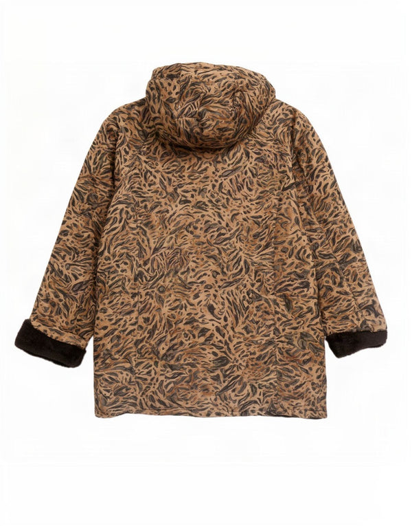 FUCHS & SCHMITT Parka con capucha para mujer ES 40 XL Marrón Estampado animal