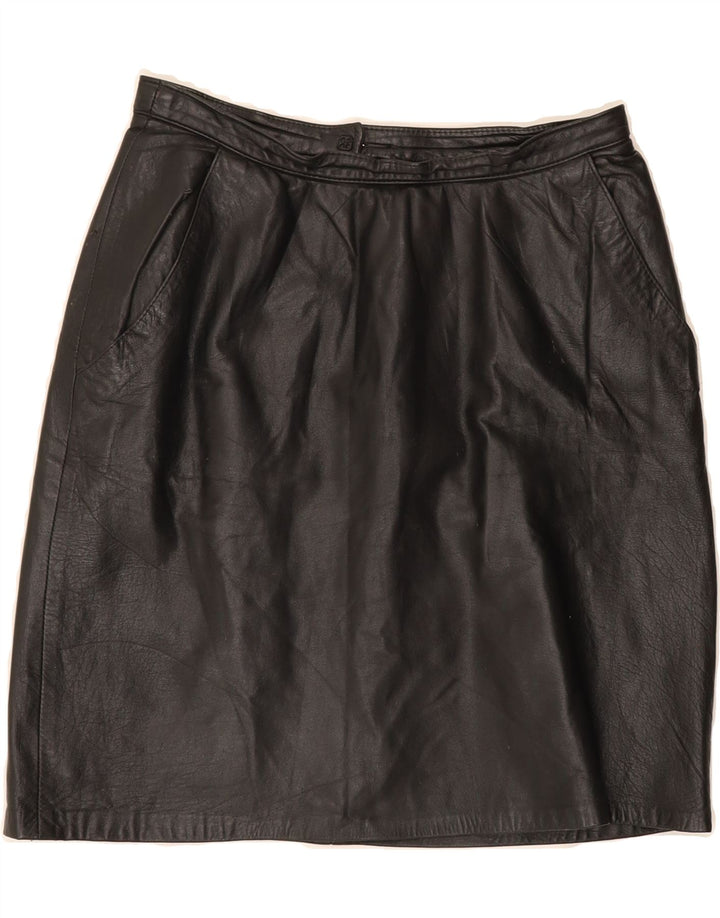 VINTAGE Womens Leather Skirt IT 40 Small W28 Black Vintage Vintage and Second-Hand Vintage from Messina Hembry 