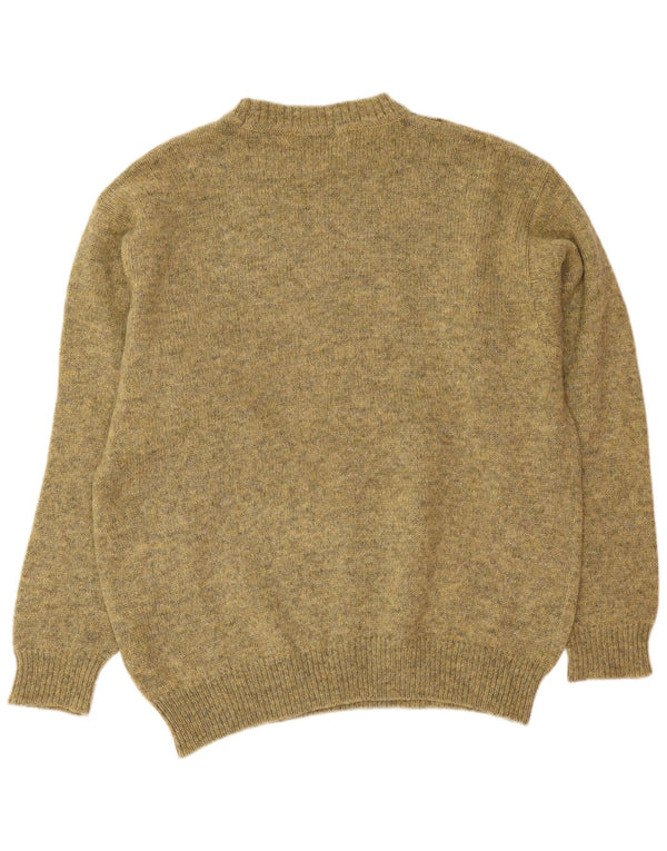 Vintage męski sweter z okrągłym dekoltem, średnio zielony, argyle/diamentowa wełna