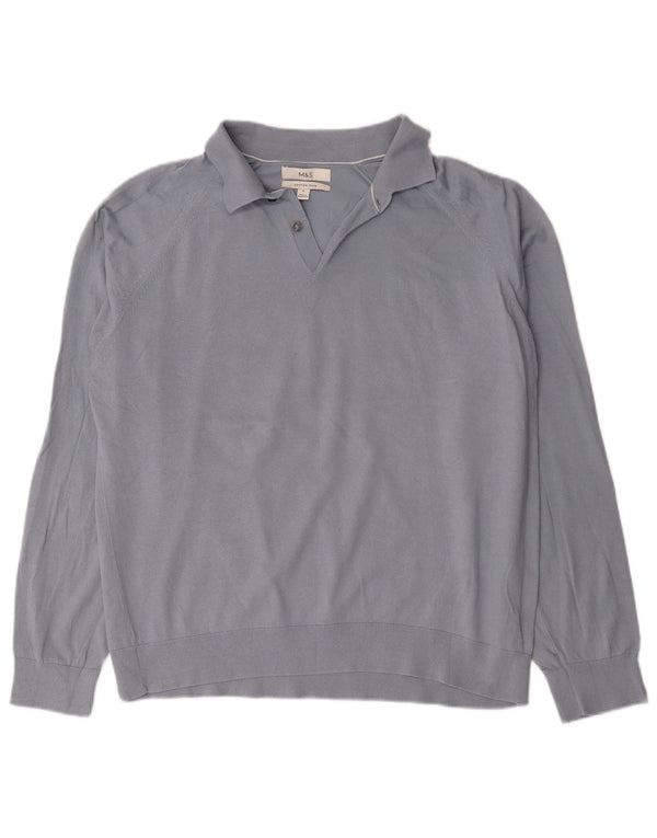 Marks & Spencer Herre Polo Neck sweater XL Blå Bomuld