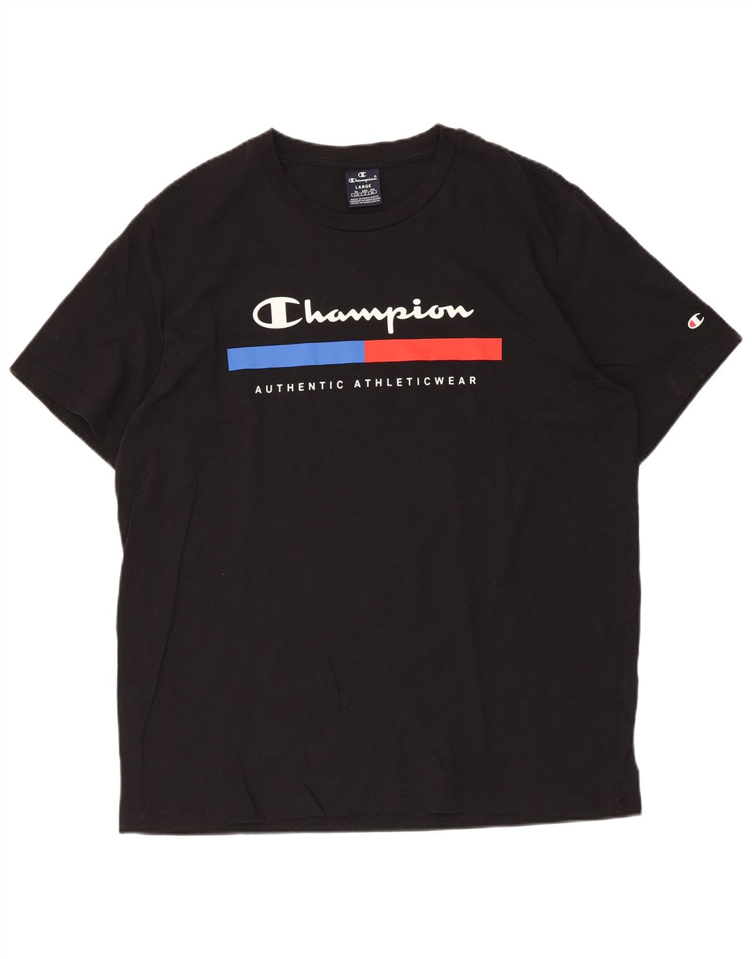 Champion Mens Graphic T-Shirt Top Large Black