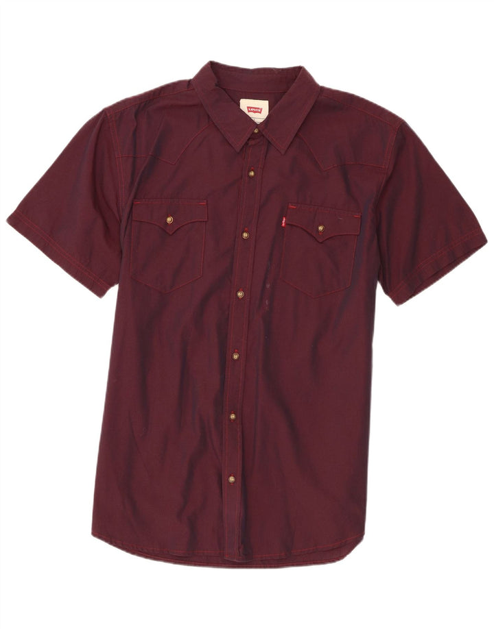 Camicia a maniche corte da uomo Levi's Large in cotone marrone