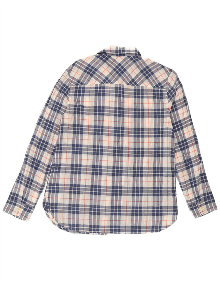 J. CREW Womens Shirt US 6 Medium Blue Check Cotton