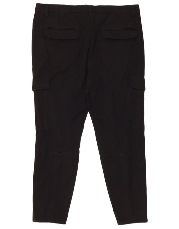 Reiss Damen Tapered Cargohose UK 12 Medium W34 L26 Schwarze Viskose