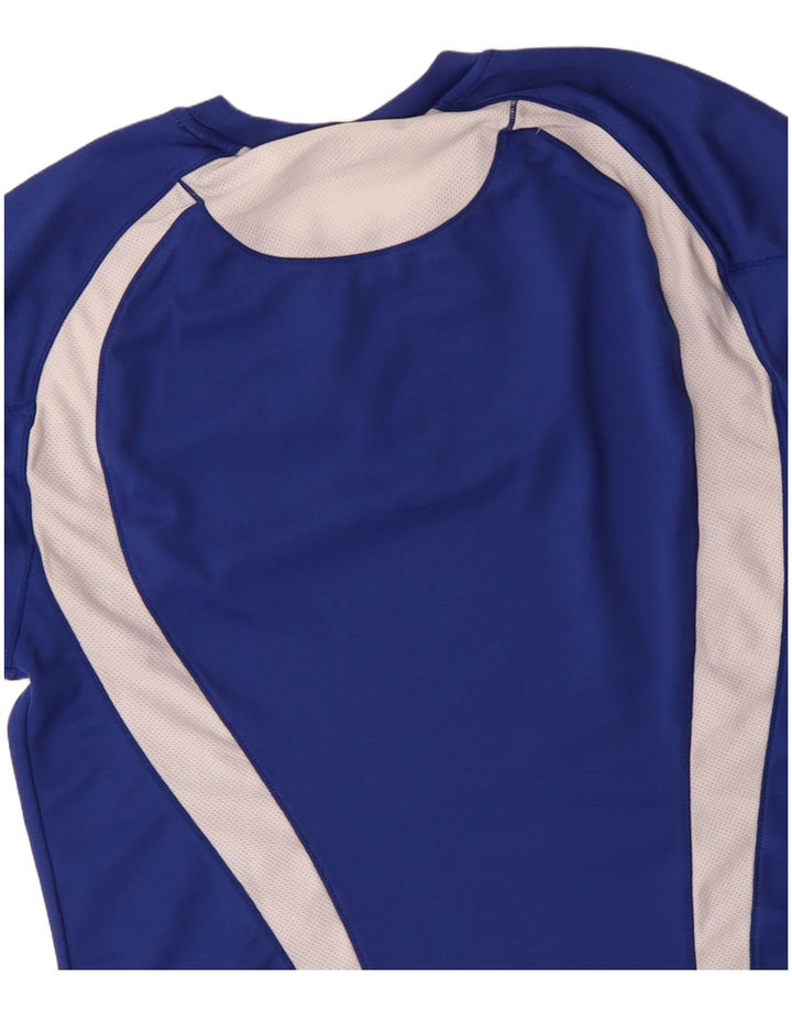 Asics Damen Top Langarm UK 12 Mittelblaues Colourblock-Polyester