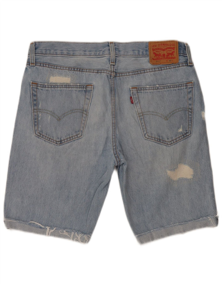 Levi's Herre 511 Slim Fit Distressed Denim Shorts W33 Medium Blue Bomuld