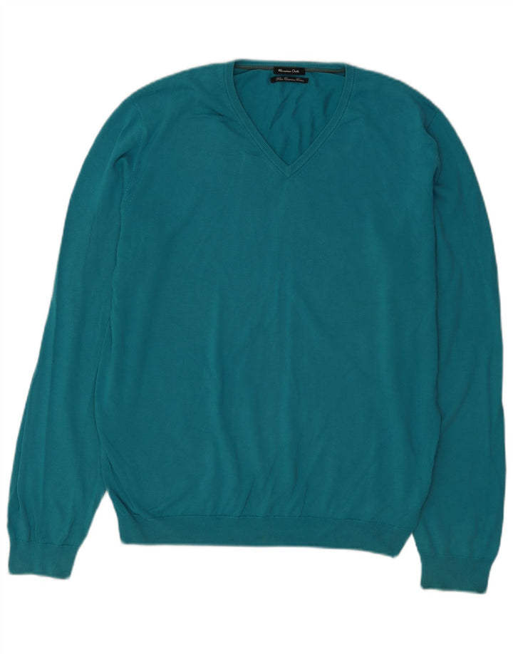 Massimo Dutti Herre V-hals sweater Stor Blå Bomuld