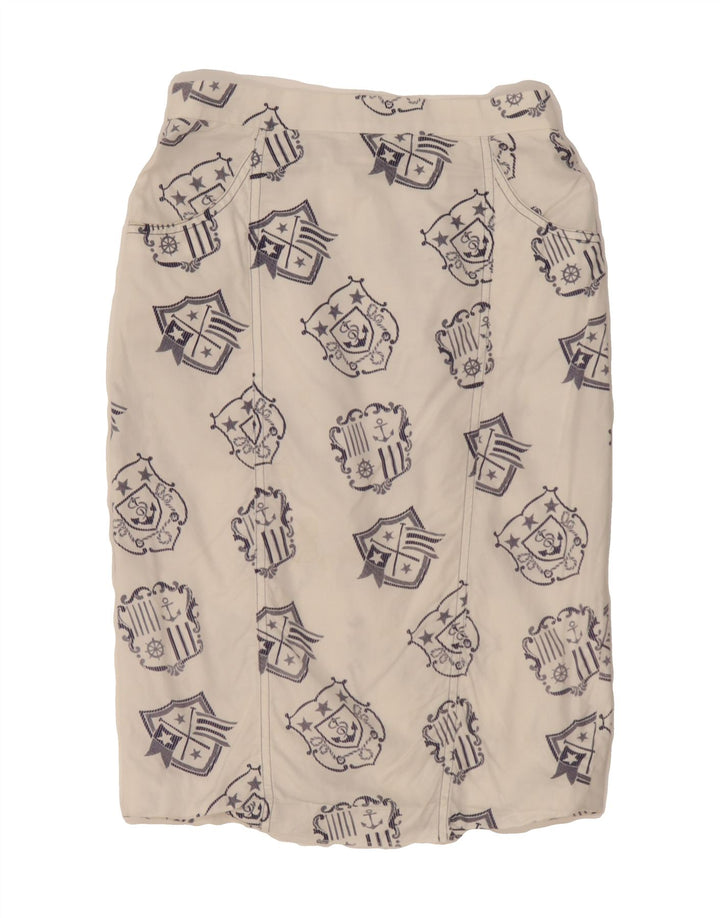VINTAGE Womens Abstract Pattern Pencil Skirt IT 44 Medium W26 White Vintage Vintage and Second-Hand Vintage from Messina Hembry 