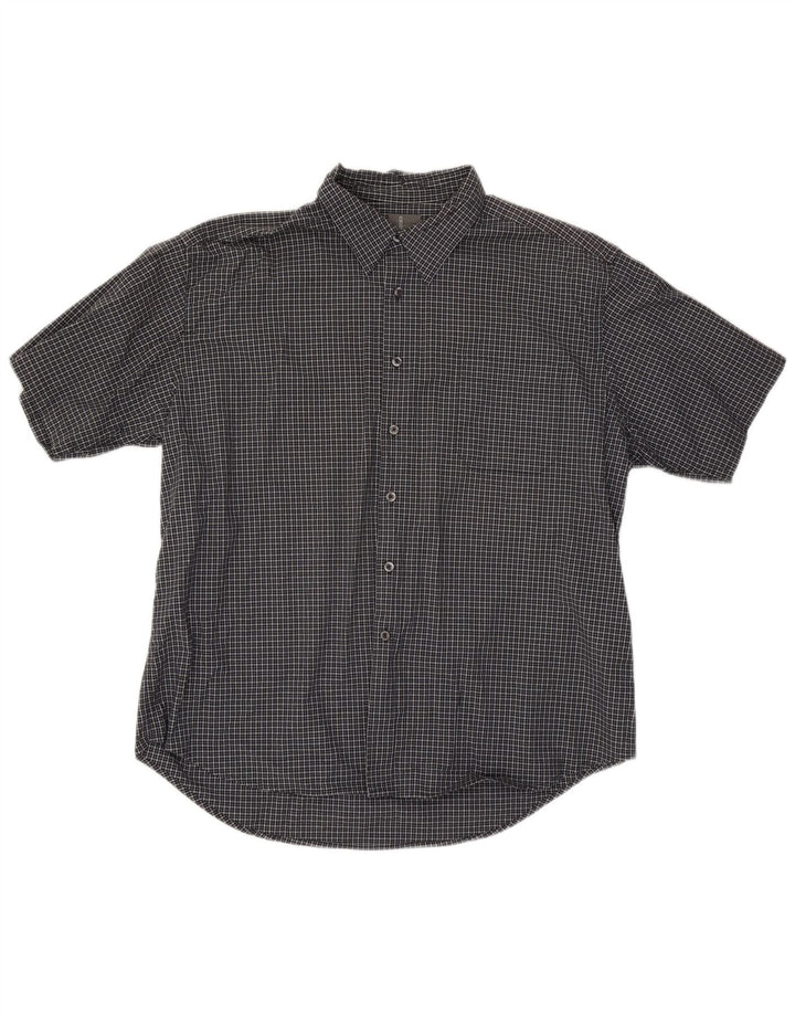 Dockers Mens Short Sleeve Shirt 2XL Black Check Cotton