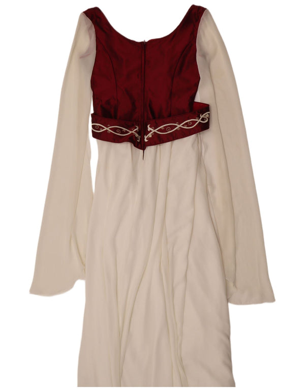 Sallie Bee Damen Maxikleid UK 14 Mittelweiß Seide Festival