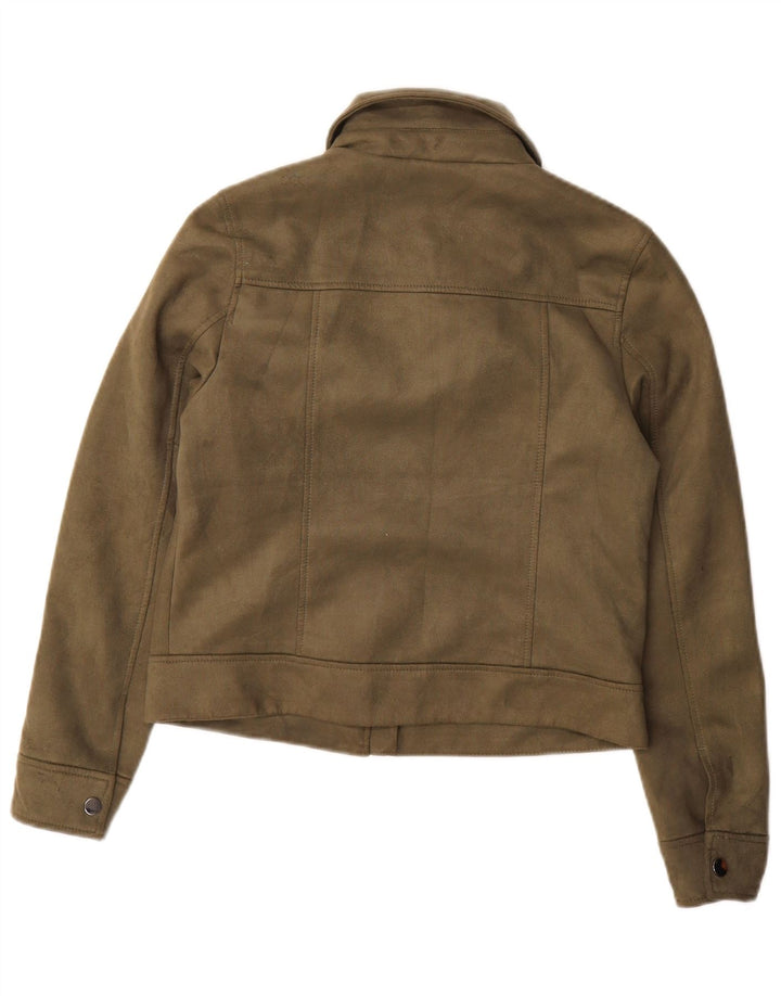 Marks & Spencer Womens Bomber Jacket UK 10 Small Khaki Polyester