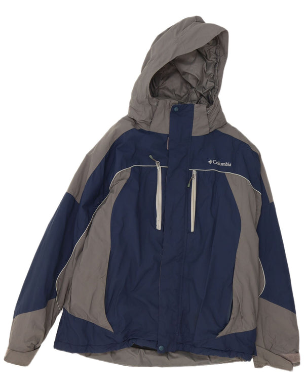 Columbia Herren Omni-Shield Kapuzen-Skijacke UK 40 Large Blue Colourblock