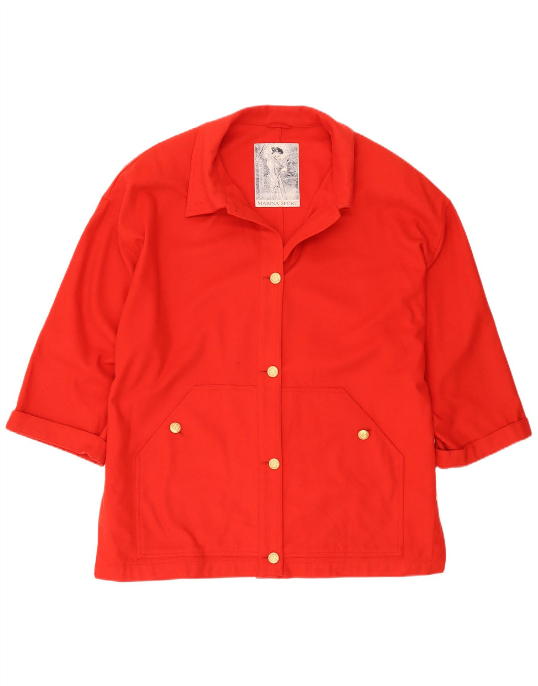 Marina Sport Womens 3/4 Sleeve Shacket Jacket Size 21 Medium Red