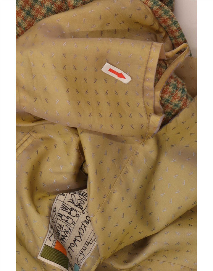 Vintage Mens 2 Button Blazer Jacket IT 52 XL Green Houndstooth Wool