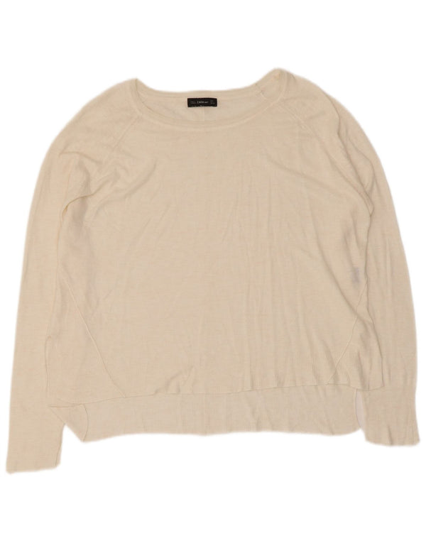 Zara Damen-Pullover mit U-Boot-Ausschnitt, UK 16, Größe L, Beige